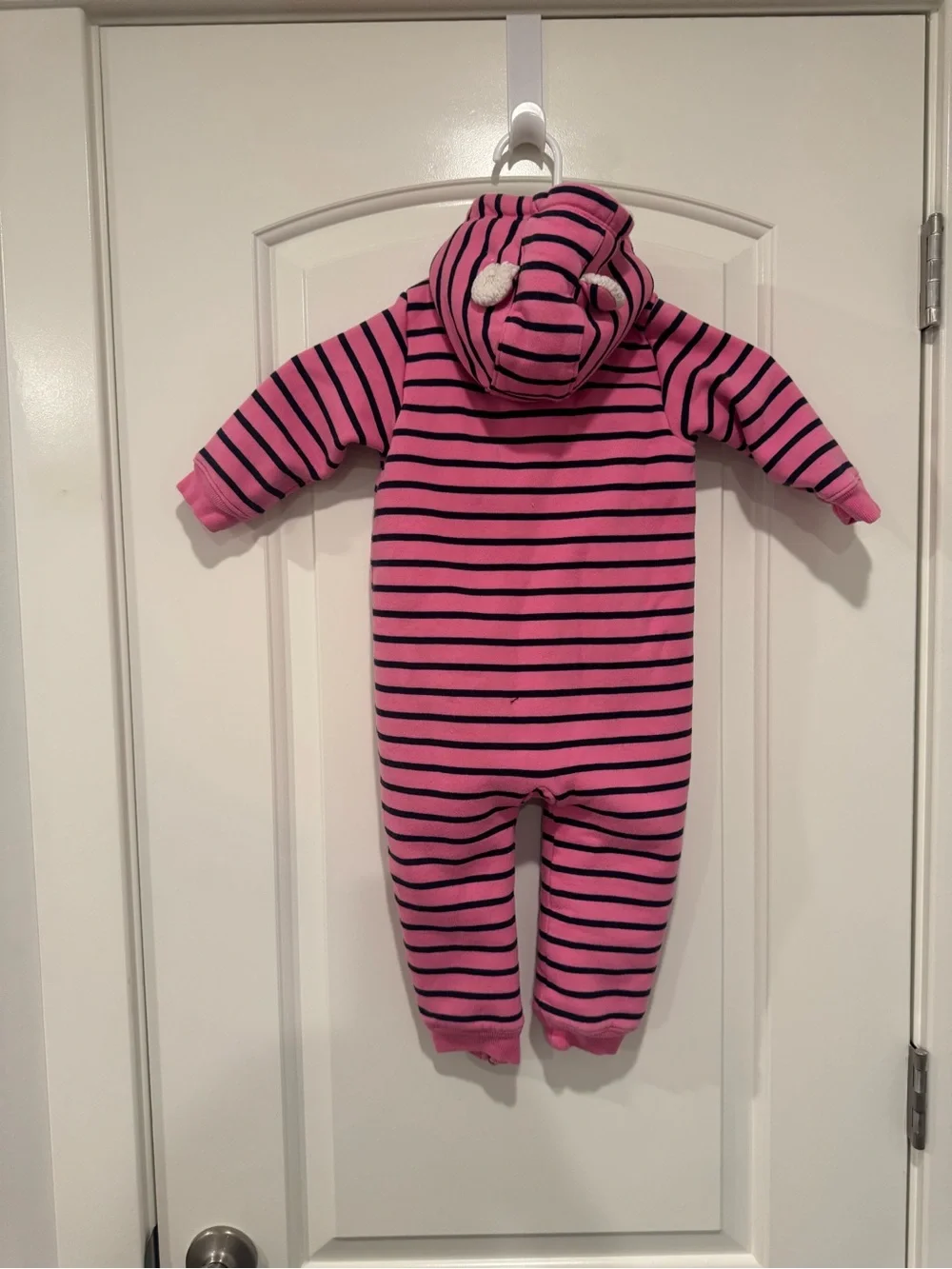 GAP Pink and Navy Striped Hooded One-Piece